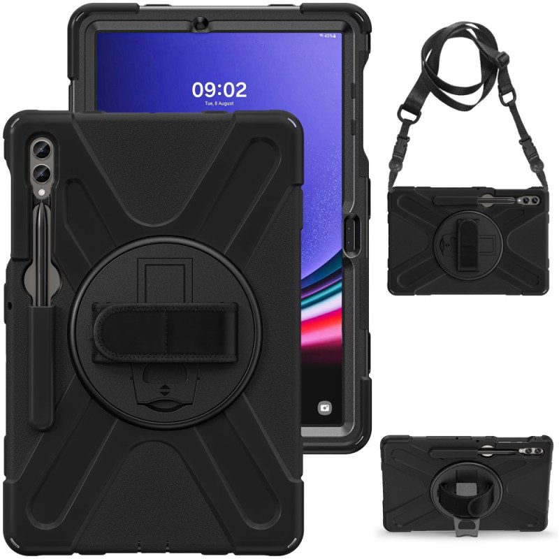 Skal Samsung Galaxy Tab S10 Plus Telefonfodral Slitstarkt Stativ Och Axelrem