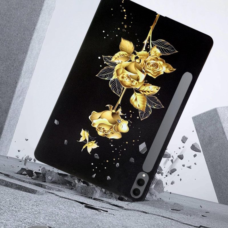 Skal Samsung Galaxy Tab S11 Ultra Fjärilar Och Gyllene Rosor