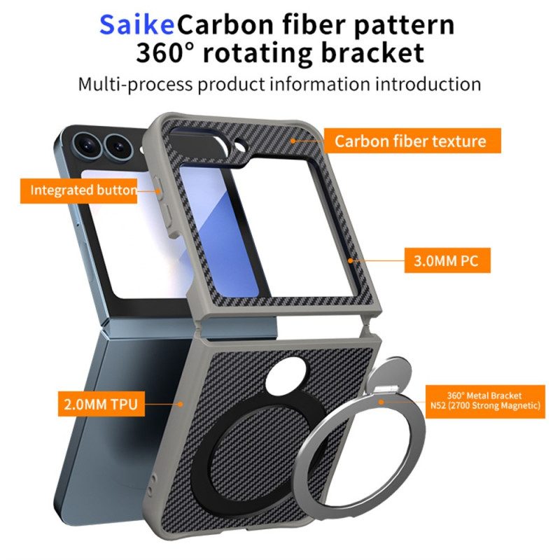 Skal Samsung Galaxy Z Flip 7 Fe Kolfiberdesign Med Magnetiskt Stativ