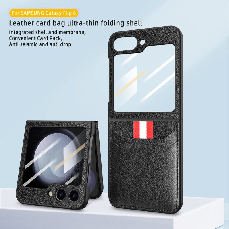 Skal Samsung Galaxy Z Flip 7 Fe Korthållare Med Litchitextur