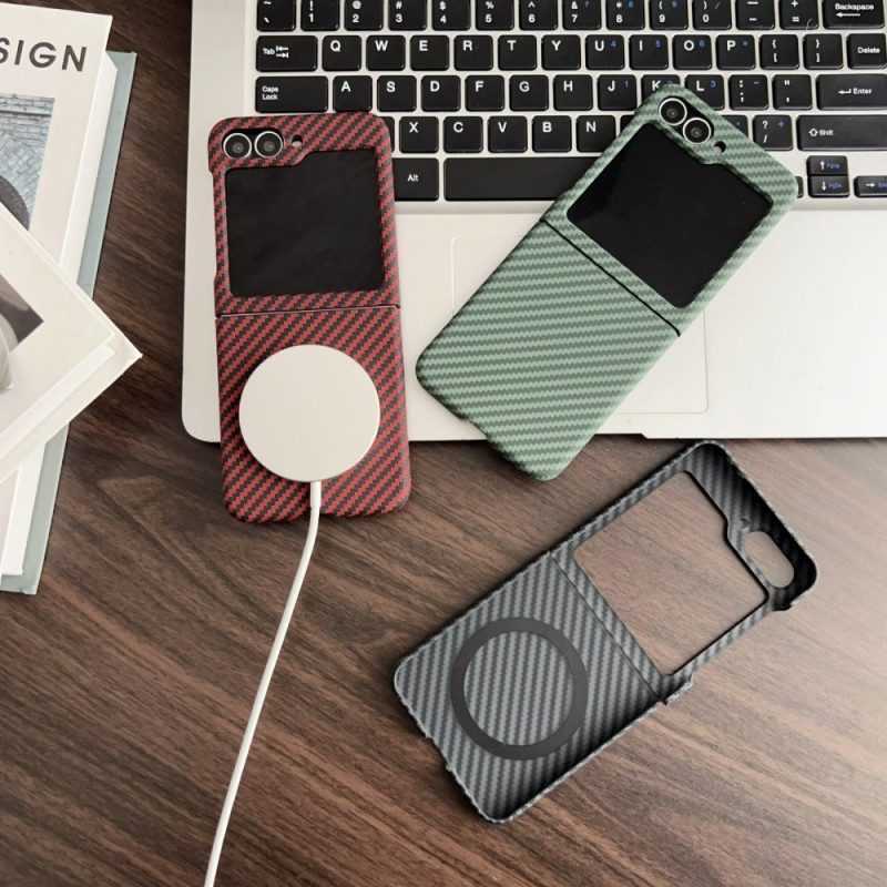Skal Samsung Galaxy Z Flip 7 Fe Magnetisk Kolfiberstruktur