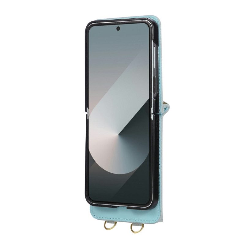Skal Samsung Galaxy Z Flip 7 Quiltad Plånbok Med Axelrem