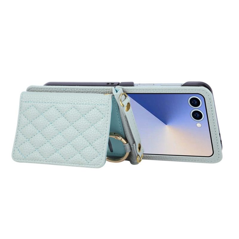 Skal Samsung Galaxy Z Flip 7 Quiltad Plånbok Med Axelrem
