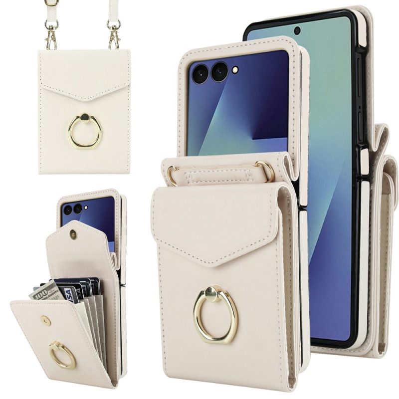 Skal Samsung Galaxy Z Flip 7 Quiltad Plånbok Och Rem