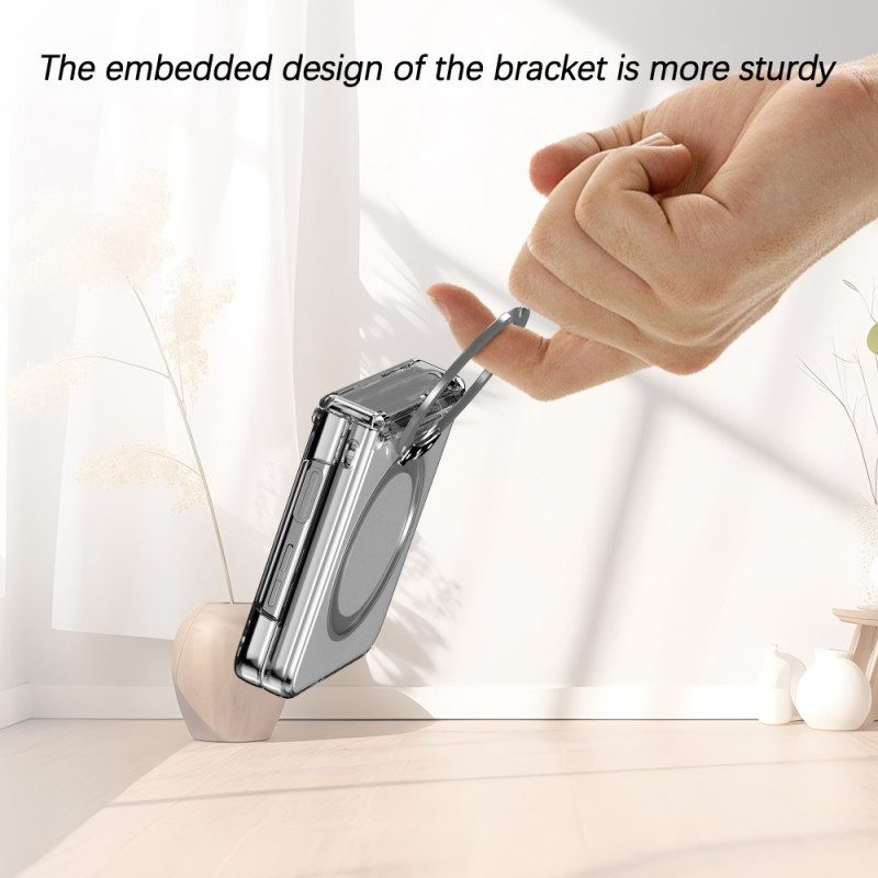 Skal Samsung Galaxy Z Flip 7 Telefonfodral Magnetiskt Stativ Med Metalleffekt