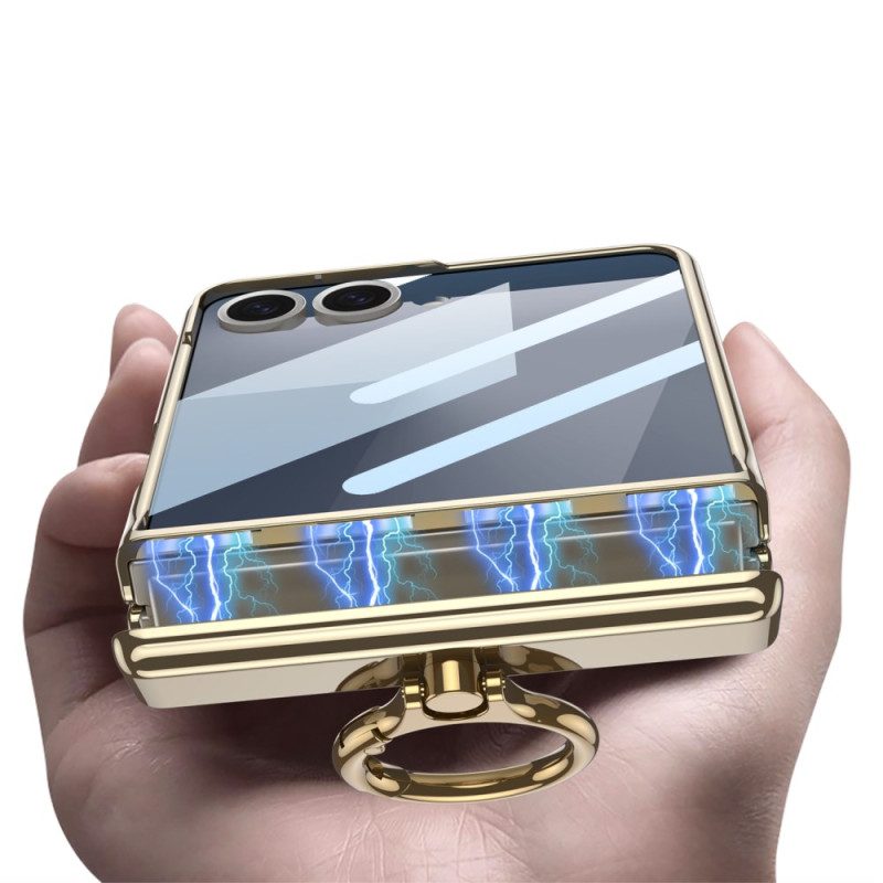 Skal Samsung Galaxy Z Flip 7 Transparent Med Stativ Och Magnetiskt Skydd Gkk
