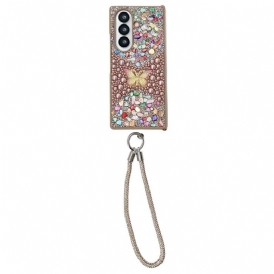 Skal Samsung Galaxy Z Fold 7 Fjäril Med Strass Och Rem