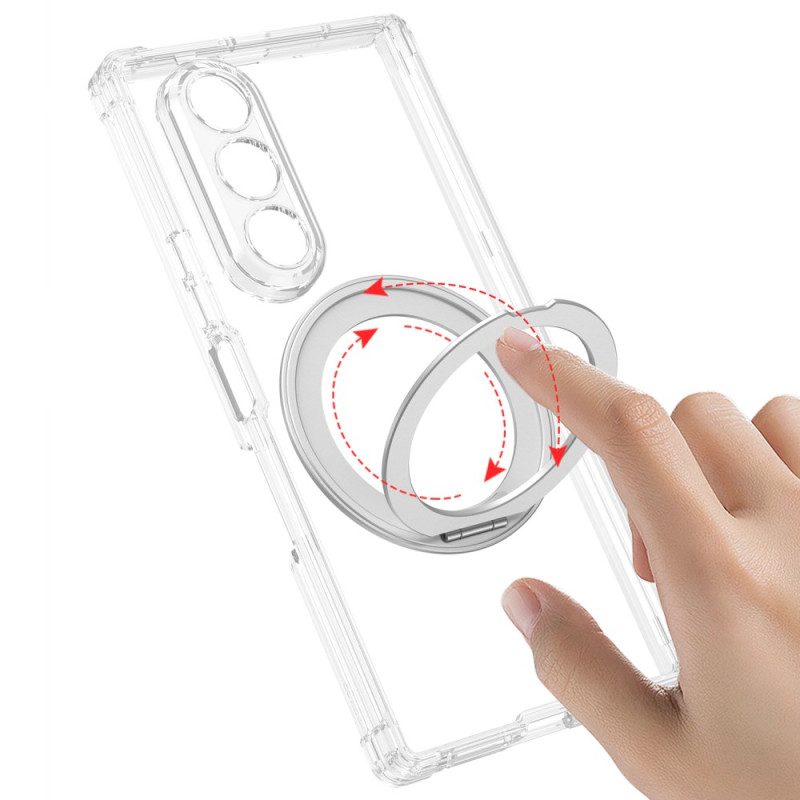 Skal Samsung Galaxy Z Fold 7 Genomskinligt Magnetiskt Gångjärn Med Stativ