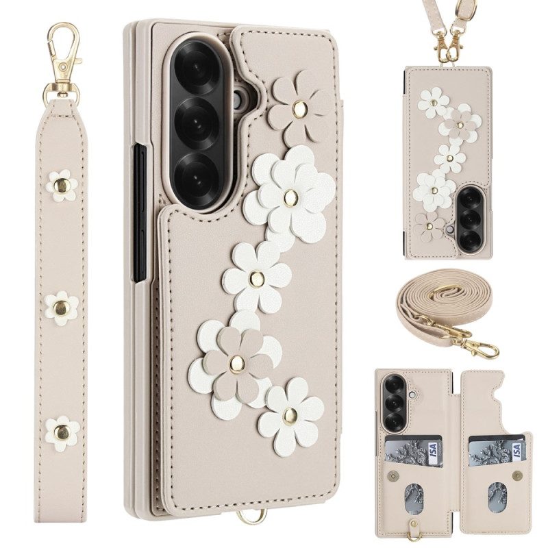 Skal Samsung Galaxy Z Fold 7 Korthållare Och Stativ Med 3d-blommor