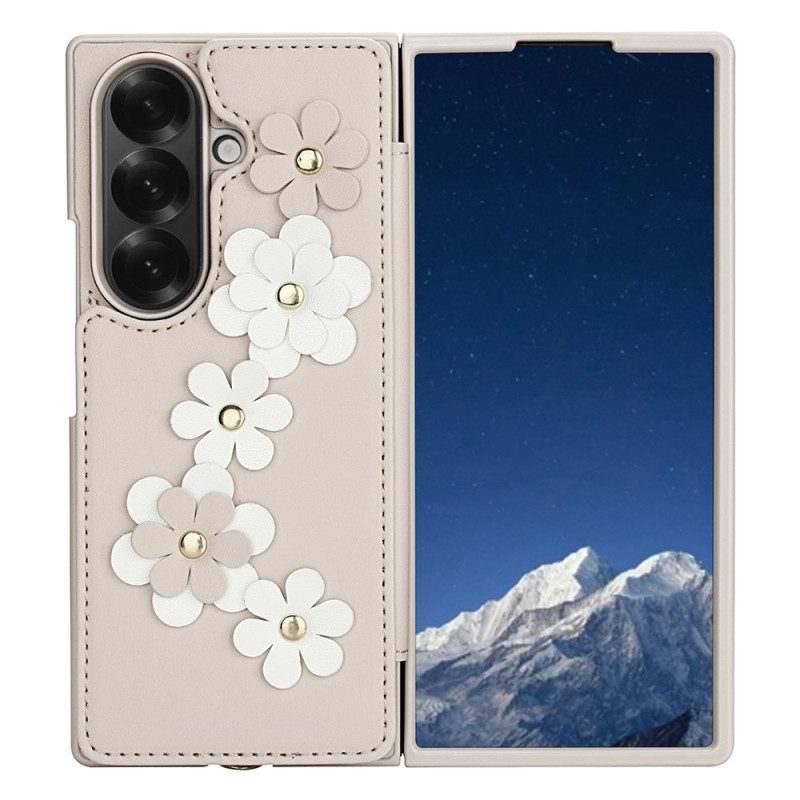 Skal Samsung Galaxy Z Fold 7 Korthållare Och Stativ Med 3d-blommor