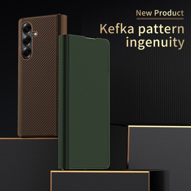 Skal Samsung Galaxy Z Fold 7 Lädereffekt Med Integrerat Stativ