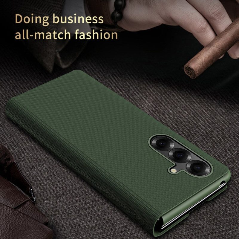 Skal Samsung Galaxy Z Fold 7 Lädereffekt Med Integrerat Stativ