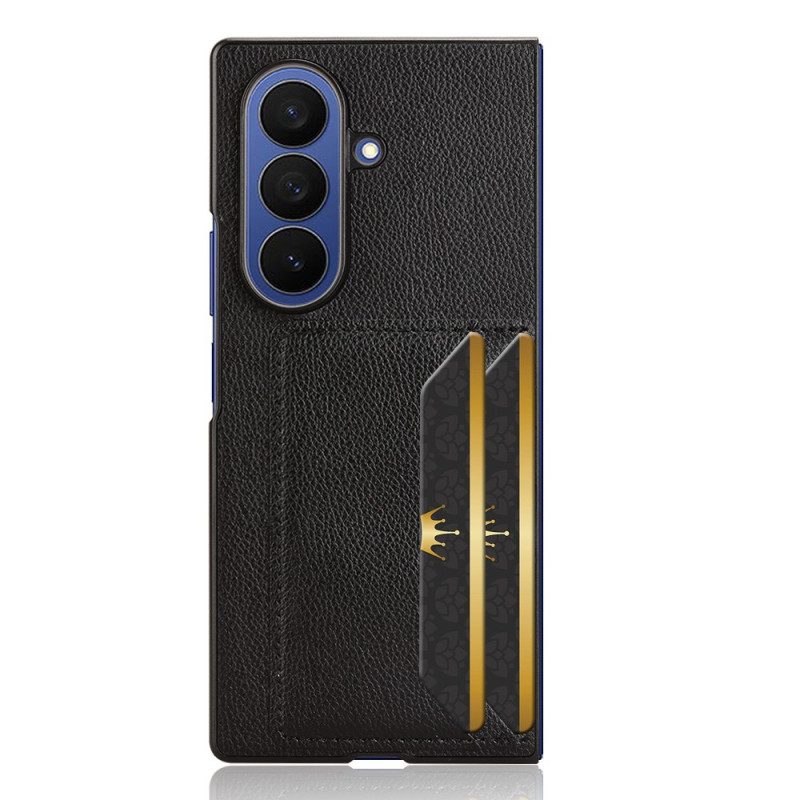 Skal Samsung Galaxy Z Fold 7 Litchitextur Med Kort Hållare
