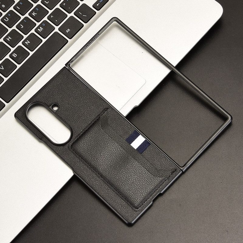 Skal Samsung Galaxy Z Fold 7 Litchitextur Med Kort Hållare