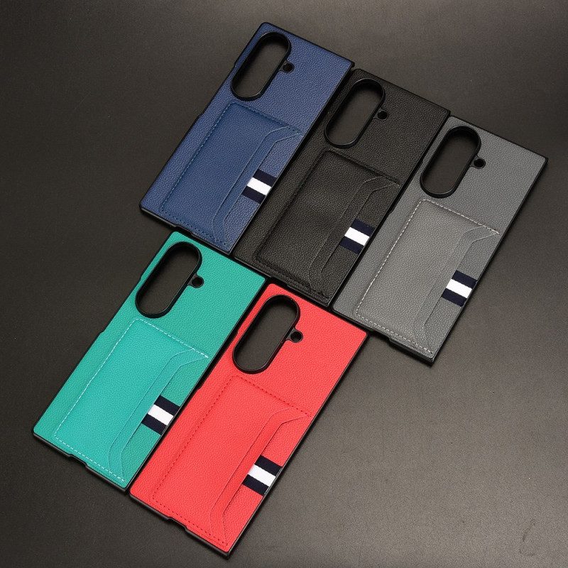 Skal Samsung Galaxy Z Fold 7 Litchitextur Med Kort Hållare