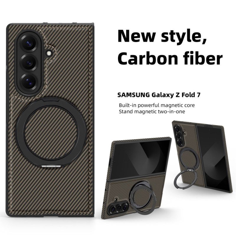 Skal Samsung Galaxy Z Fold 7 Magnetisk Texturerad Kolfiber