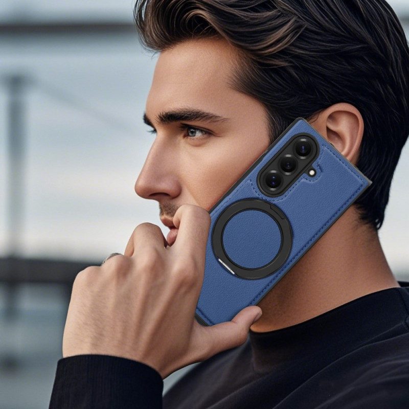 Skal Samsung Galaxy Z Fold 7 Magsafe-kompatibel Lädereffekt Med Roterande Ringhållare