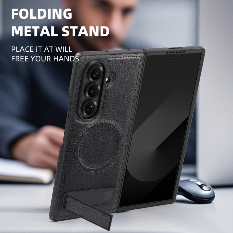 Skal Samsung Galaxy Z Fold 7 Magsafe Lädereffekt Och Stativ