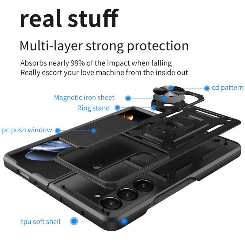 Skal Samsung Galaxy Z Fold 7 Ringhållare Och Glidande Kameraskydd