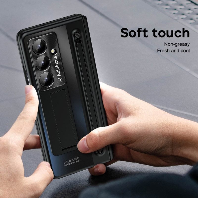 Skal Samsung Galaxy Z Fold 7 Stativ Och Skärmskydd Med Metalleffekt