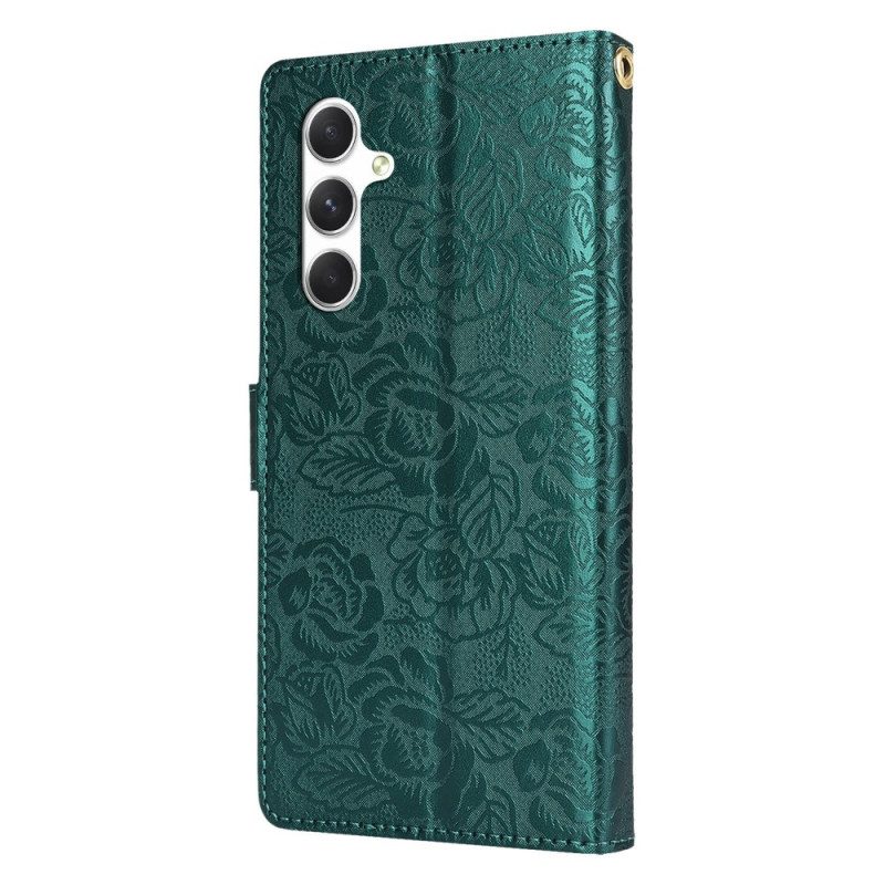 Skyddsfodral Samsung Galaxy S25 Plus 5g Blommönster Med Rem