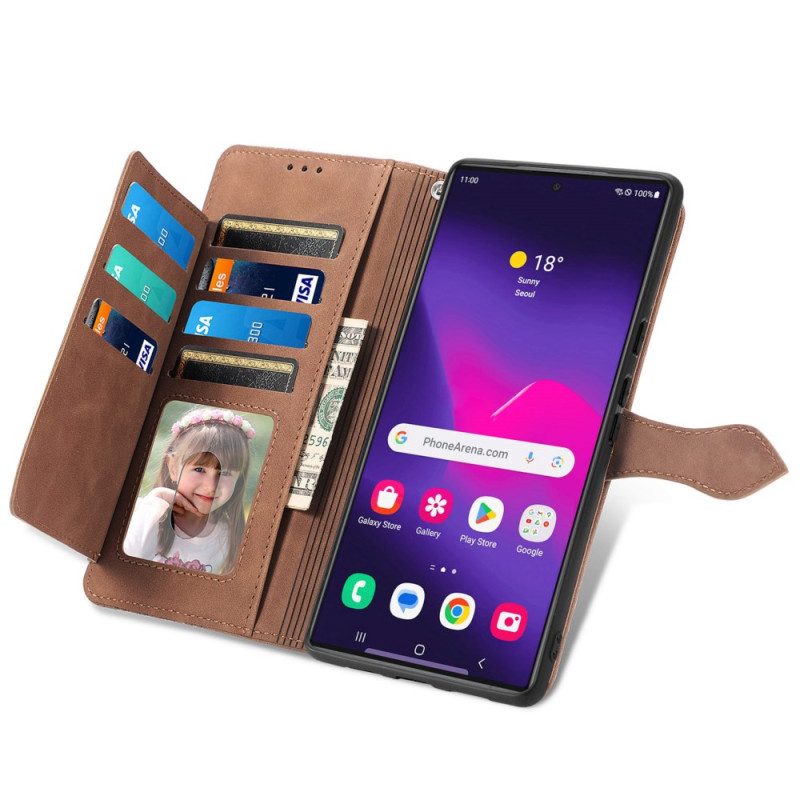 Skyddsfodral Samsung Galaxy S25 Ultra 5g Plånbok Med Spetsdesign Och Dragkedja