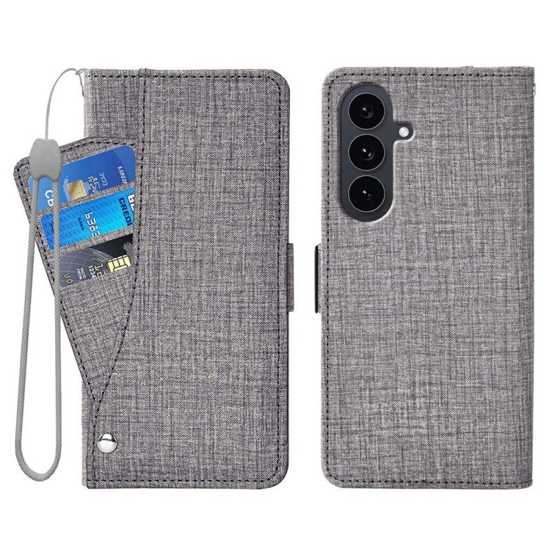 Skyddsfodral Samsung Galaxy S26 Med Denimstruktur Och Roterande Korthållare