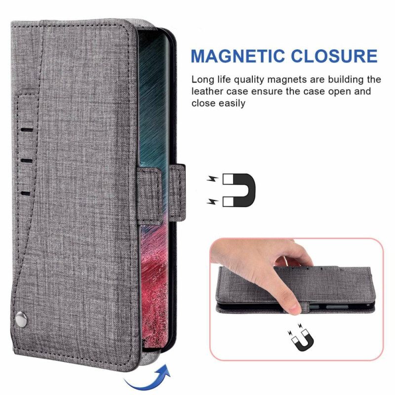 Skyddsfodral Samsung Galaxy S26 Med Denimstruktur Och Roterande Korthållare