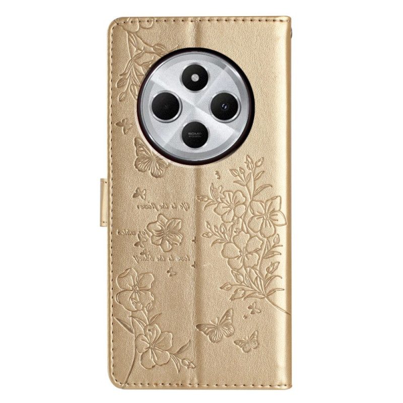 Fodral För Poco C75 Fjärils- Och Blommönster