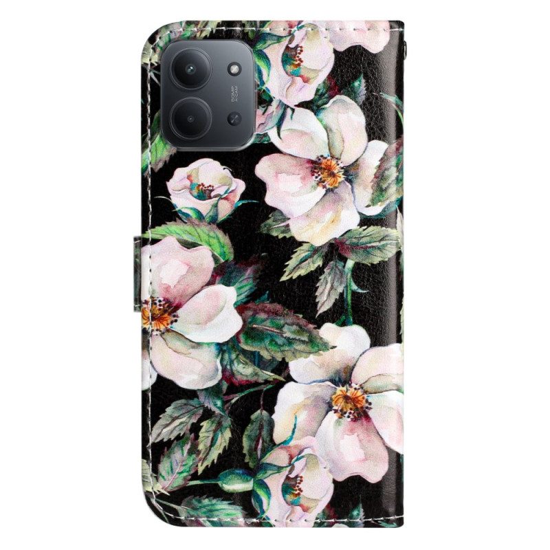 Fodral För Poco C85 Vita Blommor