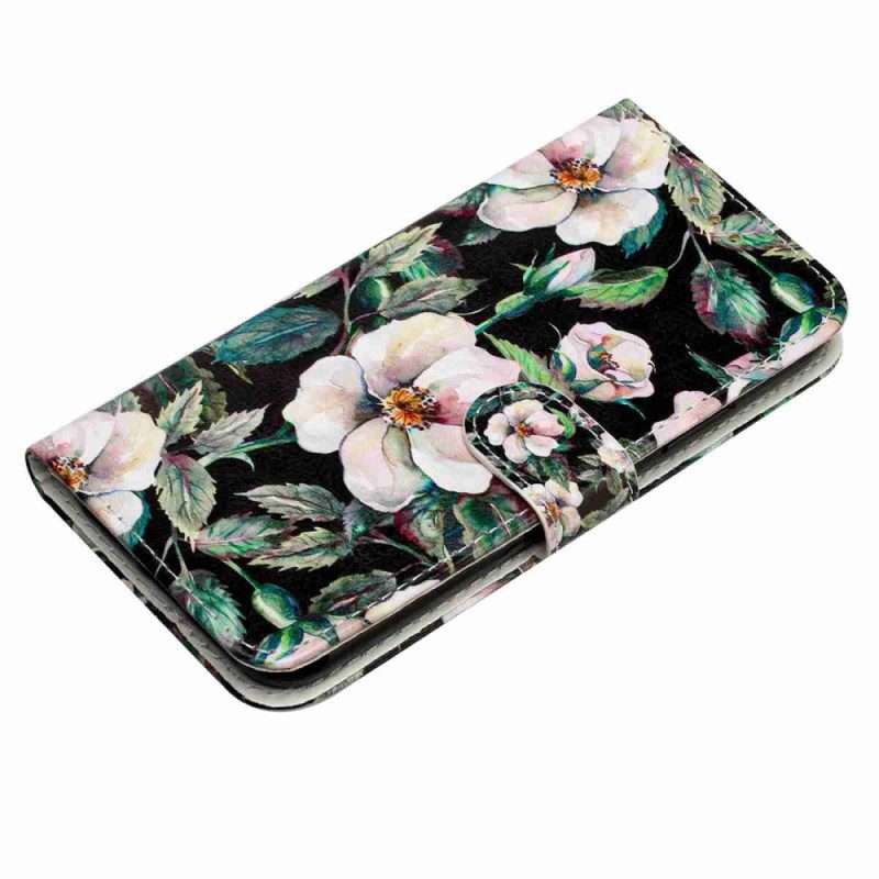 Fodral För Poco C85 Vita Blommor