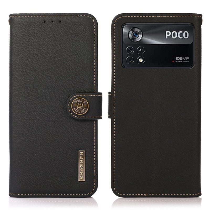 Fodral För Poco X4 Pro 5G Äkta Läder Khazneh Rfid