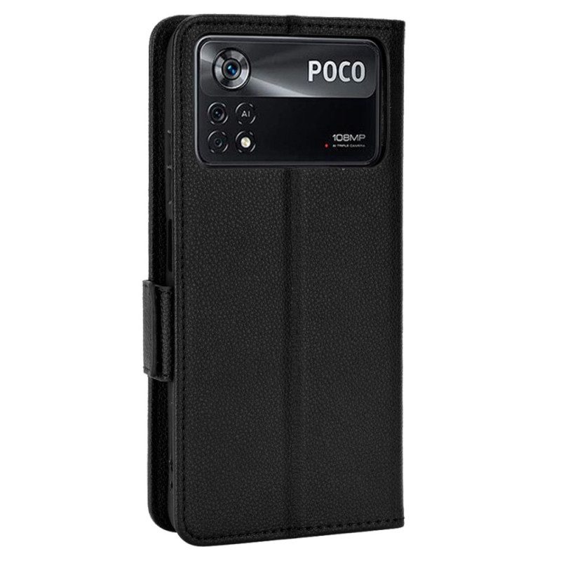 Fodral För Poco X4 Pro 5G Ultra Fin Litchi Konstläder