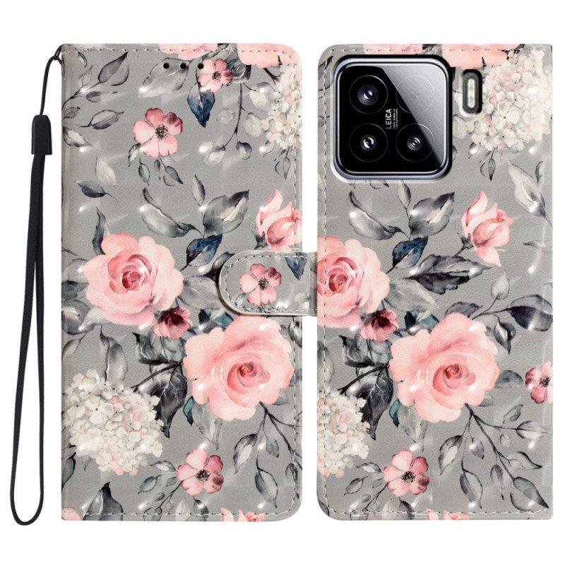 Fodral För Xiaomi 15 3d-blommor