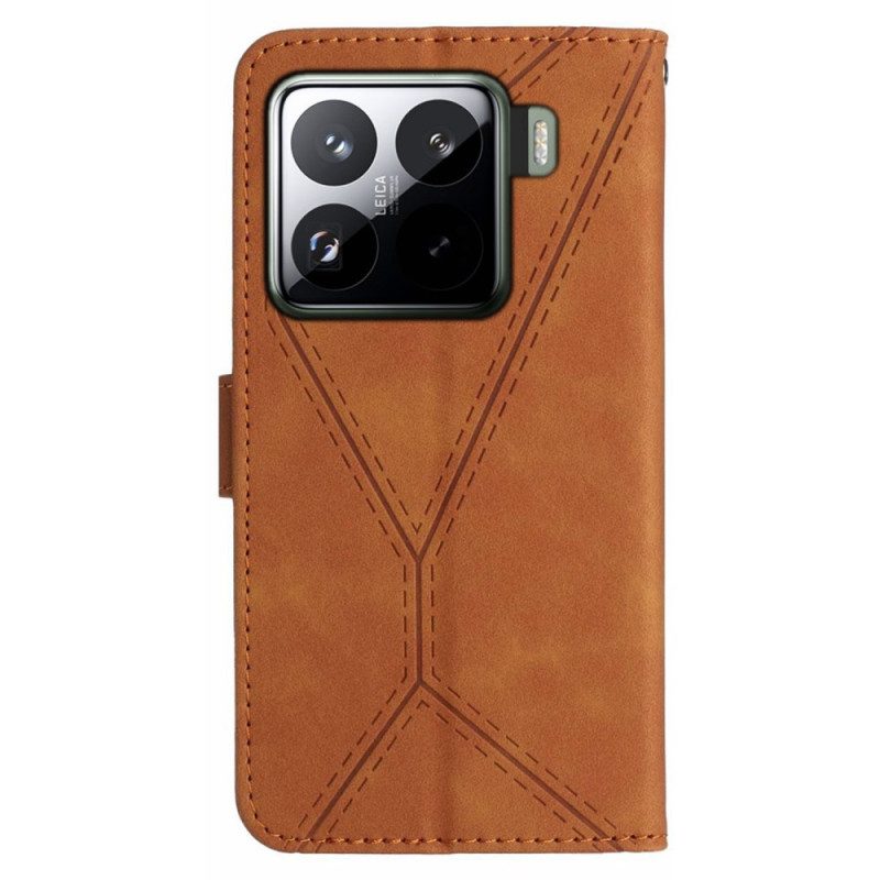 Fodral För Xiaomi 15 Mockaeffekt Med Linjer Och Ränder