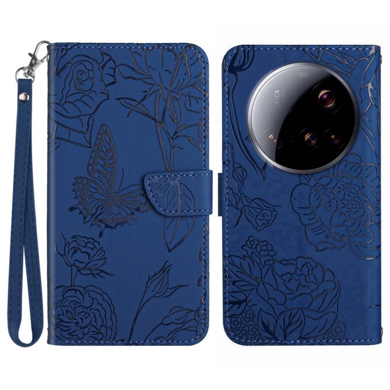 Fodral För Xiaomi 15 Ultra Fjärilstryckt Rem
