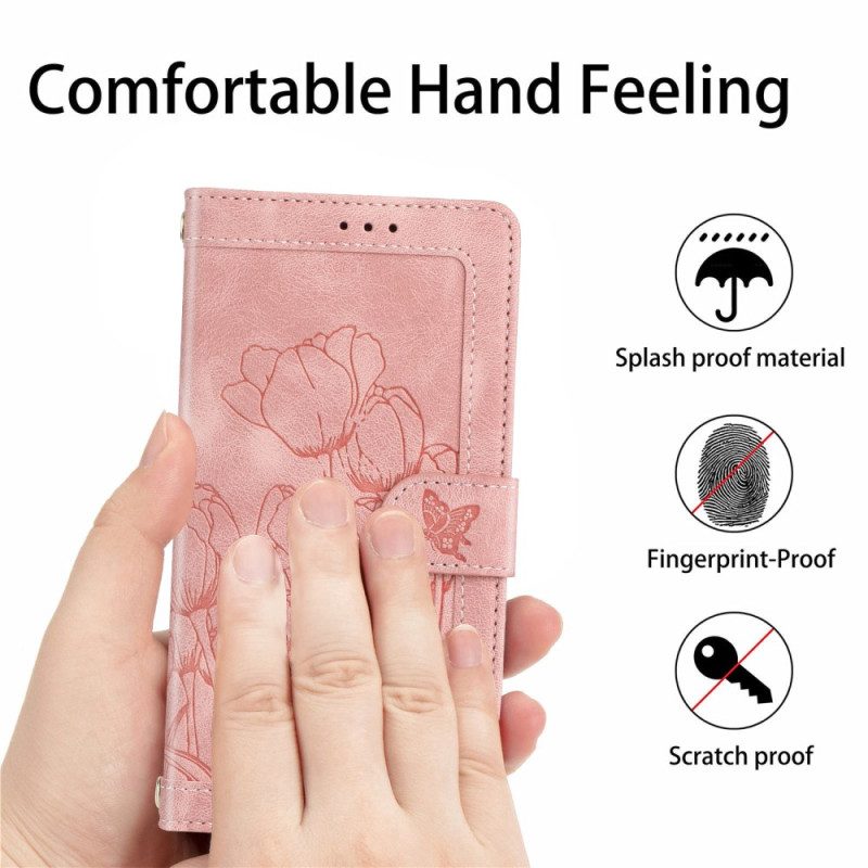 Fodral För Xiaomi 15t 5 Korthållare Blommönster