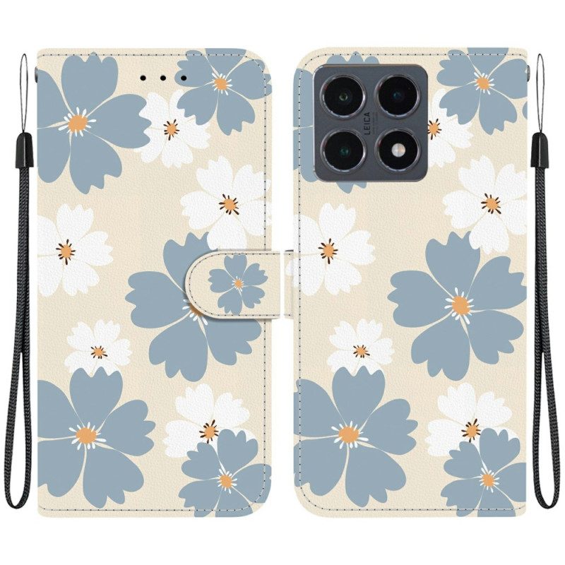 Fodral För Xiaomi 15t Blå Och Vita Prästkragar