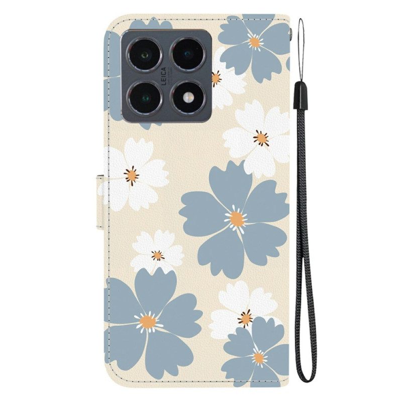 Fodral För Xiaomi 15t Blå Och Vita Prästkragar