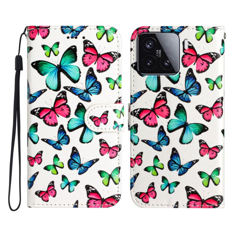 Fodral För Xiaomi 15t Pro Färgglada Fjärilar