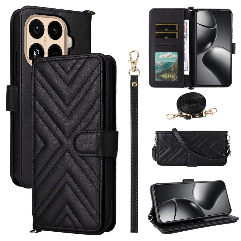 Fodral För Xiaomi 15t Pro Quiltad Med Rem Och Handledsrem