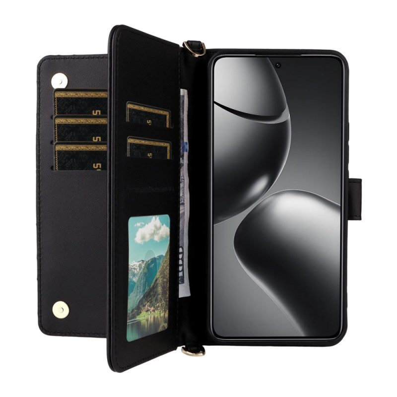 Fodral För Xiaomi 15t Pro Quiltad Med Rem Och Handledsrem
