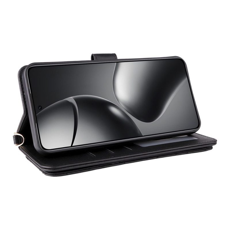 Fodral För Xiaomi 15t Pro Quiltad Med Rem Och Handledsrem