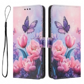 Fodral För Xiaomi 17 Pro Max Fjäril Och Rosa Blommor