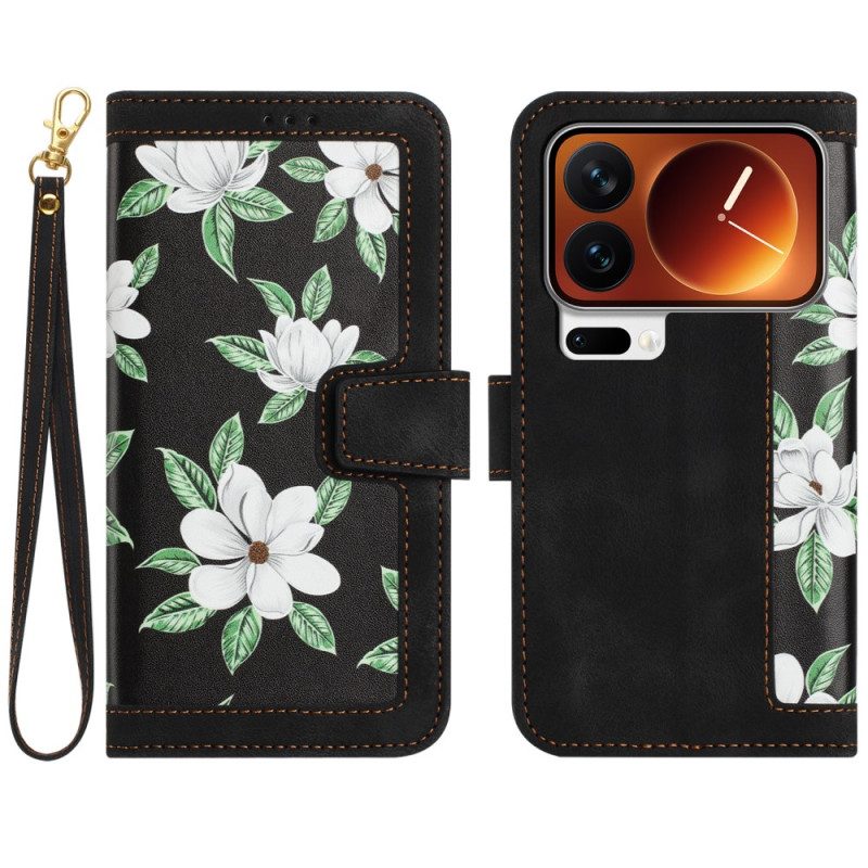 Fodral För Xiaomi 17 Pro Plånbok Med Blommönster