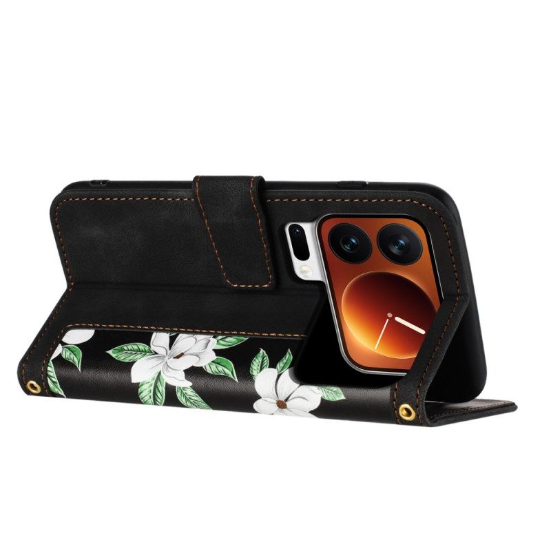 Fodral För Xiaomi 17 Pro Plånbok Med Blommönster