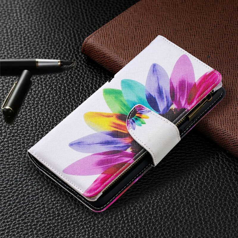 Fodral För Xiaomi Mi 10T Lite / Redmi Note 9 Pro 5G Ficka Med Dragkedja För Blommor