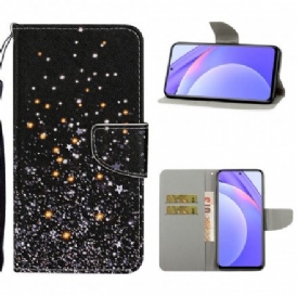 Fodral För Xiaomi Mi 10T Lite / Redmi Note 9 Pro 5G Stjärnor Och Paljetter Med Halsband