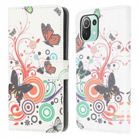 Fodral För Xiaomi Mi 11 Lite 5G NE / Mi 11 Lite 4G / 5G Fjärilar Och Blommor