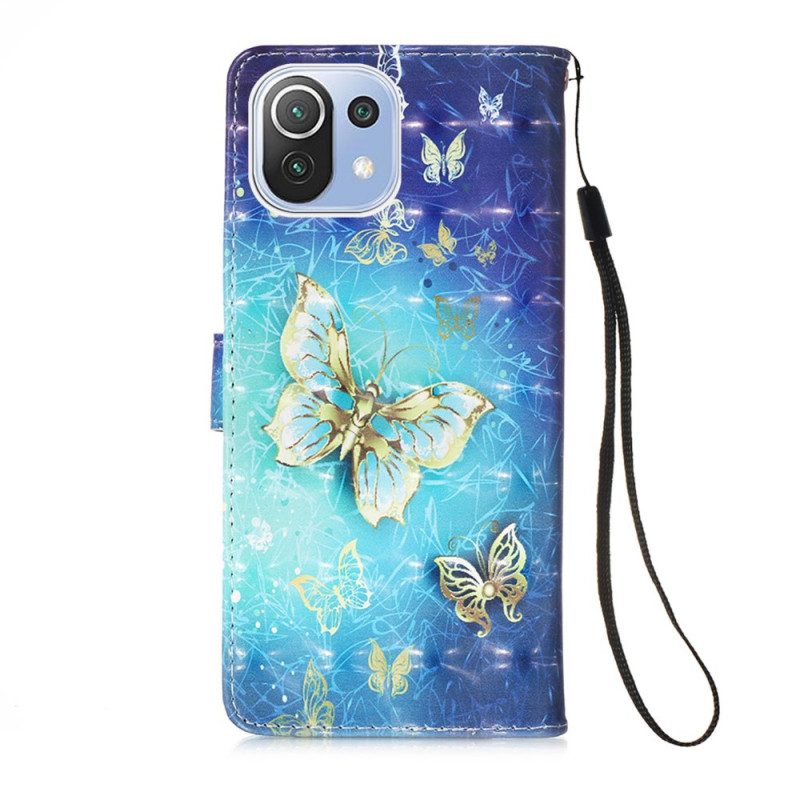 Fodral För Xiaomi Mi 11 Lite 5G NE / Mi 11 Lite 4G / 5G Gyllene Fjärilar